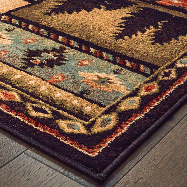 Wilder Southwest Lodge Black Multi Area Rug Rustic Area Rugs By Newcastle Home