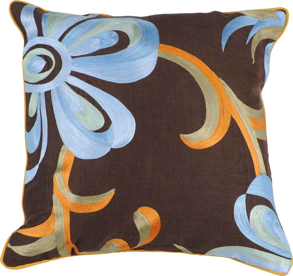 Surya P-0201 Pillow, Chocolate, 22" x 22", Polyester Filler
