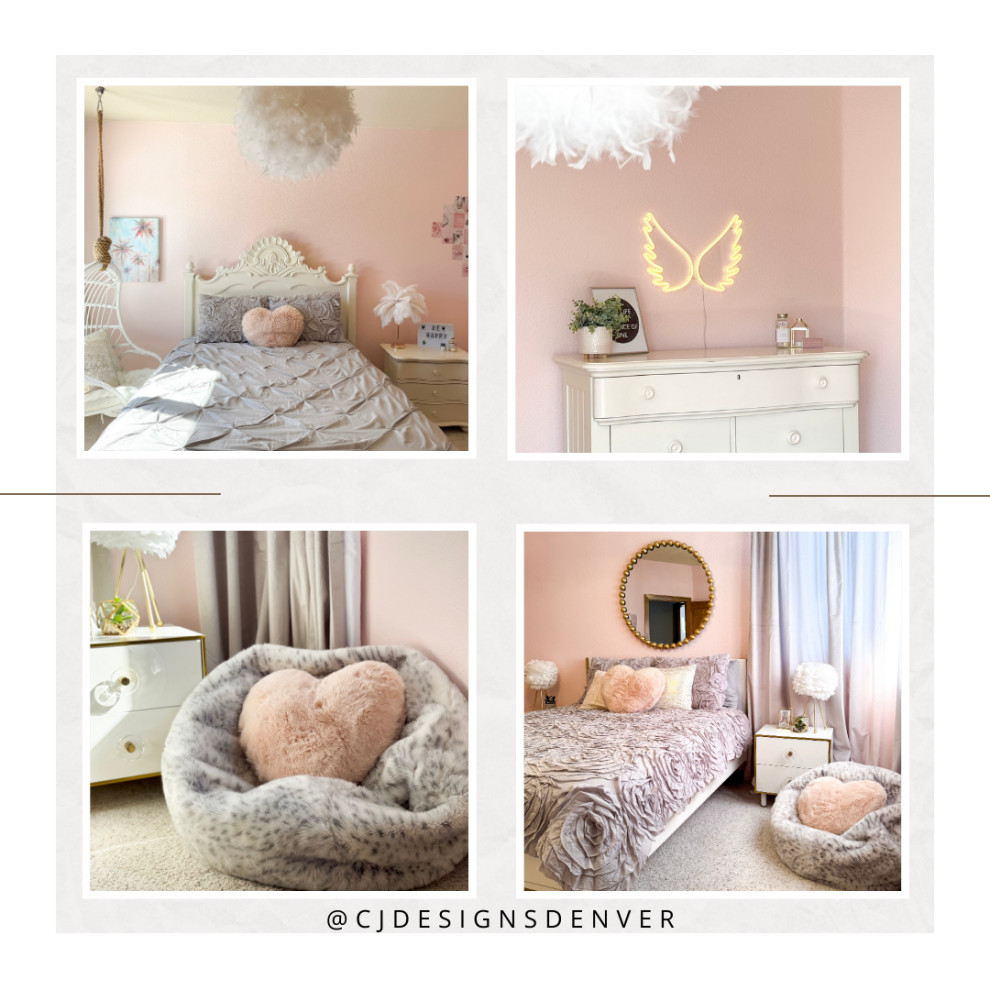 Pink gray and white room