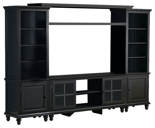 Black Wall Unit grand bay large entertainment wall unit, black - traditional Black Wall Unit grand bay large entertainment wall unit, black - traditional