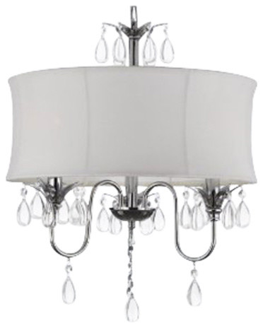 White Drum Shade Crystal Chandelier White Drum Shade Crystal Chandelier