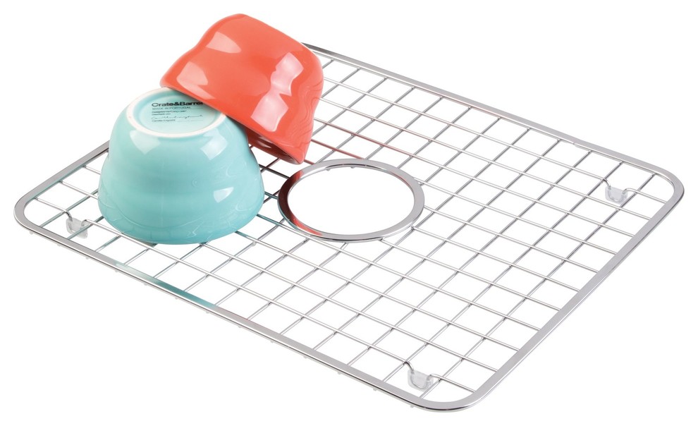 iDesign Gia Sink Grid with Hole, Regular Size, Polished Contemporary