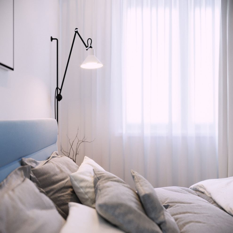 Компактная спальня. Минимализм и дерево.