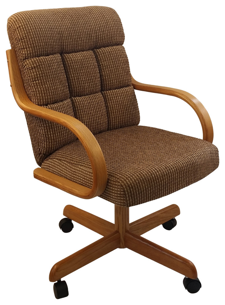 Casual Rolling Caster Dining Chair with Swivel Tilt, Oak ...