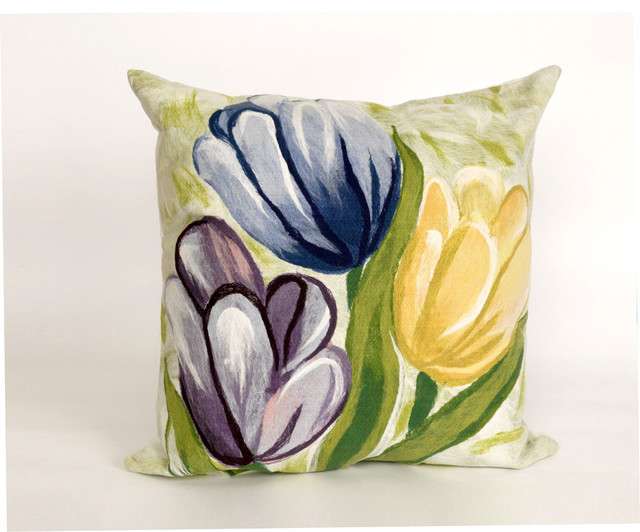 Tulips Blue Pillow - 20" SQ