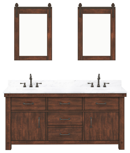 Aberdeen 72 Inch. Double Sink Carrara White Marble Countertop Vanity