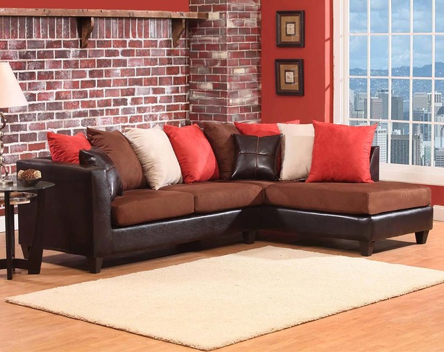 Sierra Chocolate Two Piece Sectional Sofa Contemporary Living