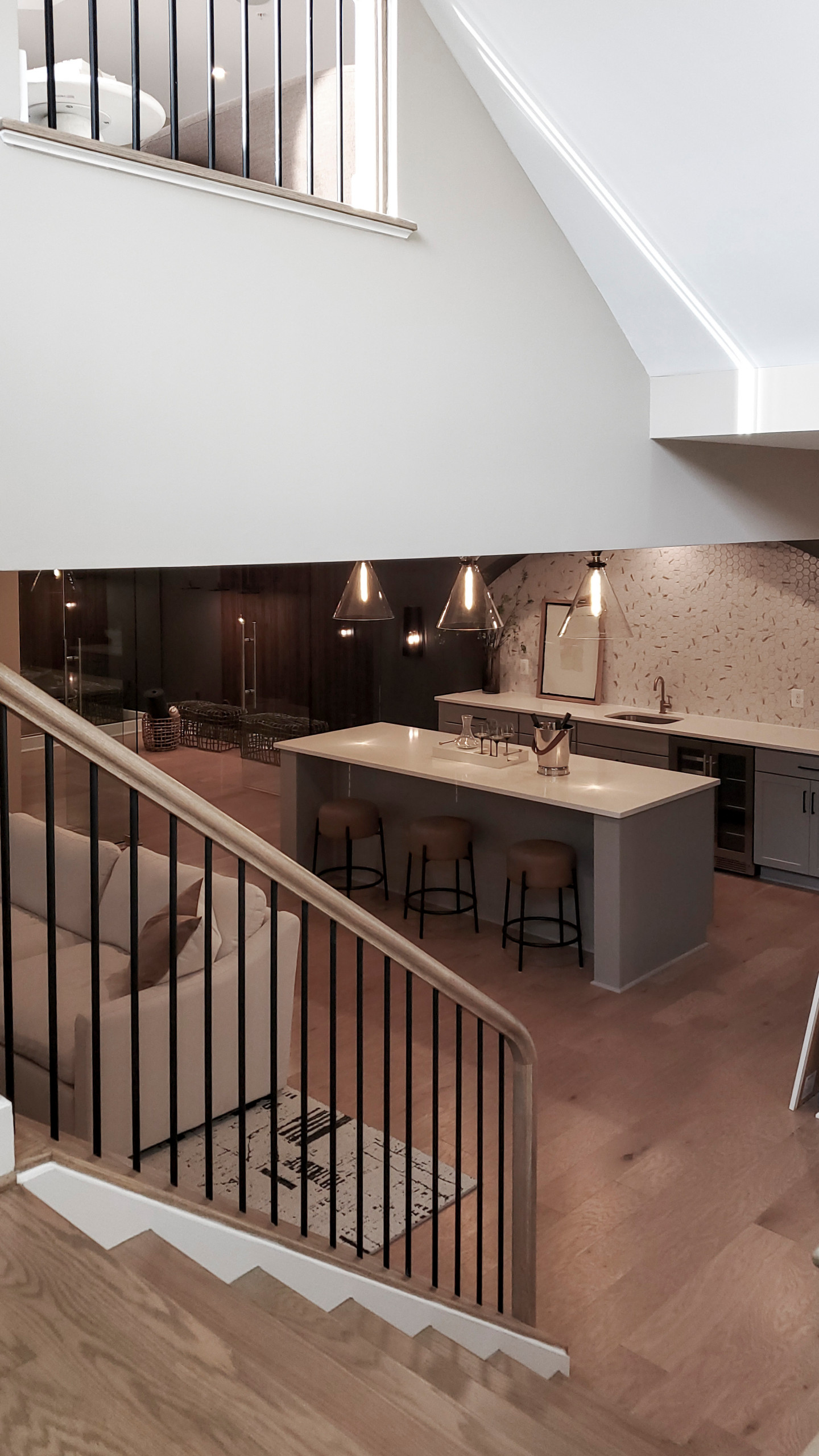 Project #153 | Sophisticated Red Oak Stair with Metal Balusters