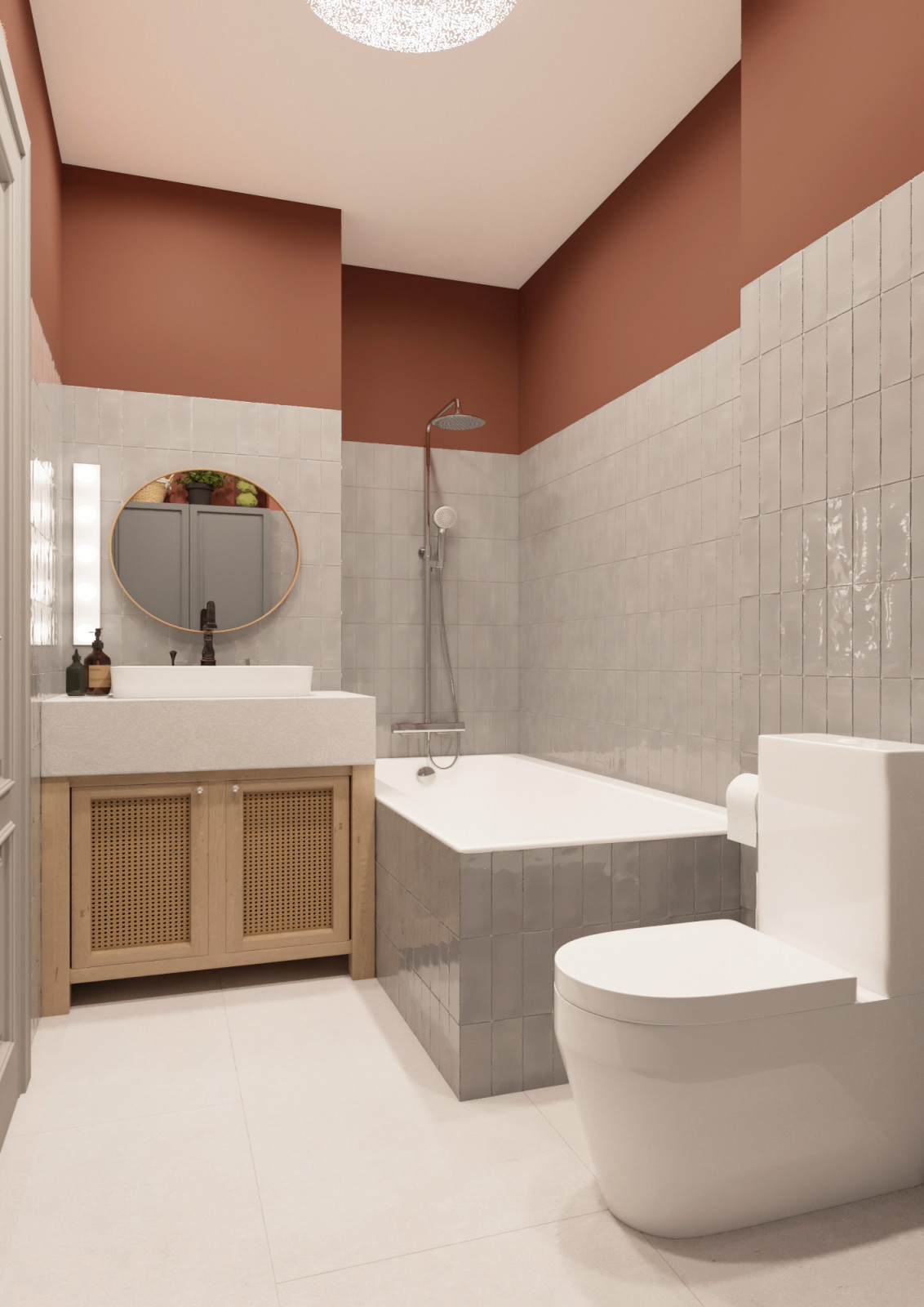 Квартира с монстерой и бетоном. Площадь 80 м2