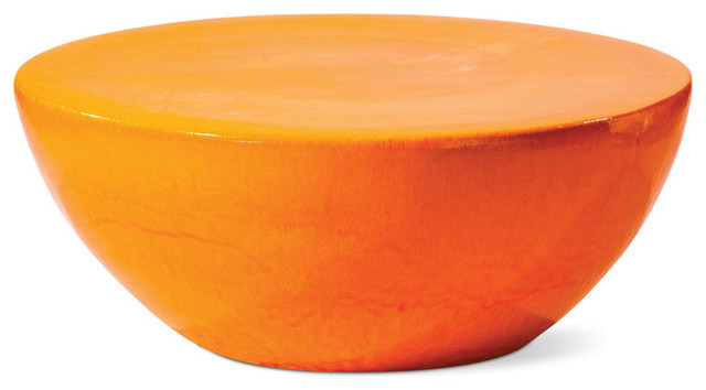 Compamia Box Resin Patio Coffee Table in Orange 