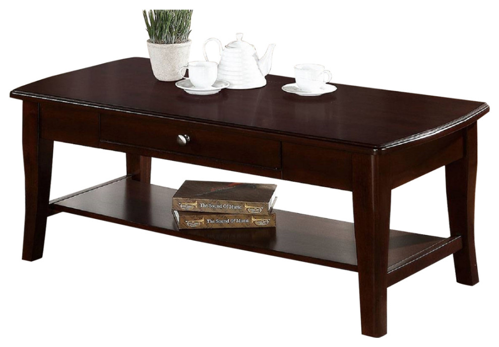 Rectangular Coffee Table, Brown Transitional Coffee Tables by