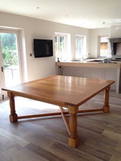 6ft square solid oak kitchen table and chairs