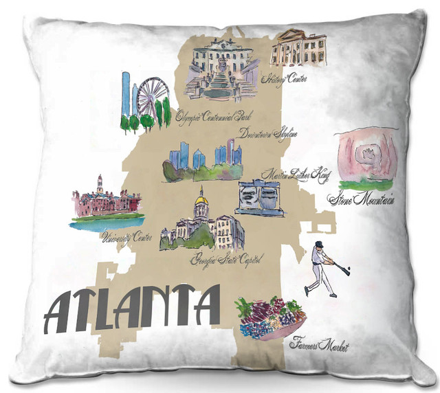 Tourist Atlanta Outdoor Pillow Contemporary Outdoor Cushions