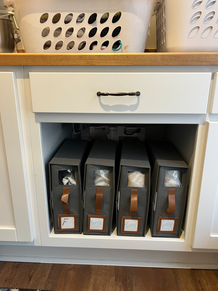 Sheet Organizer in Laundry Room