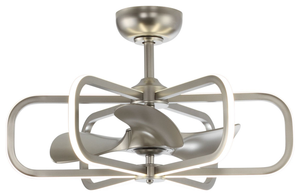 Satin Nickel Integrated LED Ceiling Fan with Light Kit and Remote