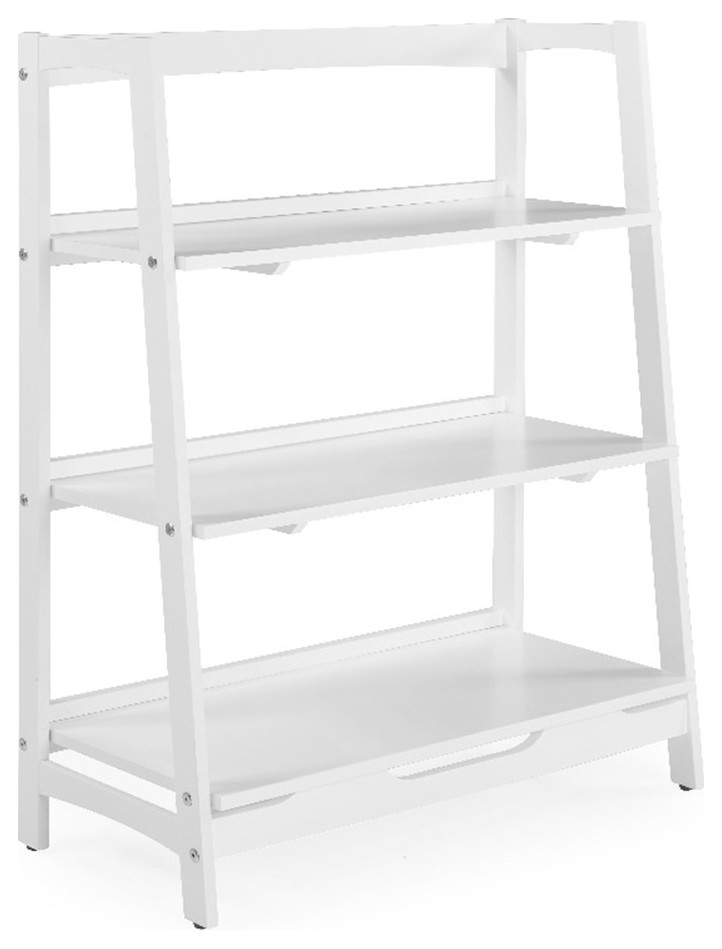 Mid Century Open Shelving Unit White Finish Transitional Display