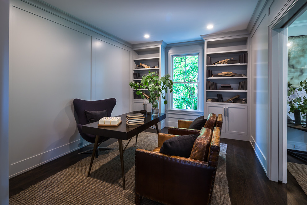Design ideas for a transitional home office in New York.