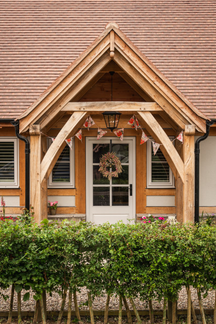 Oak frame porch lantlig-fasad