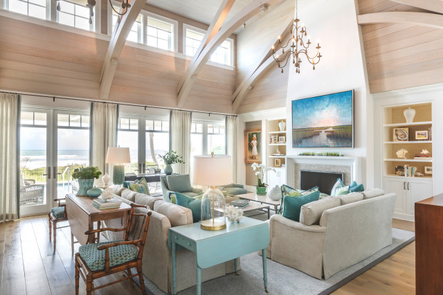 Cypress Retreat beach-style-living-room