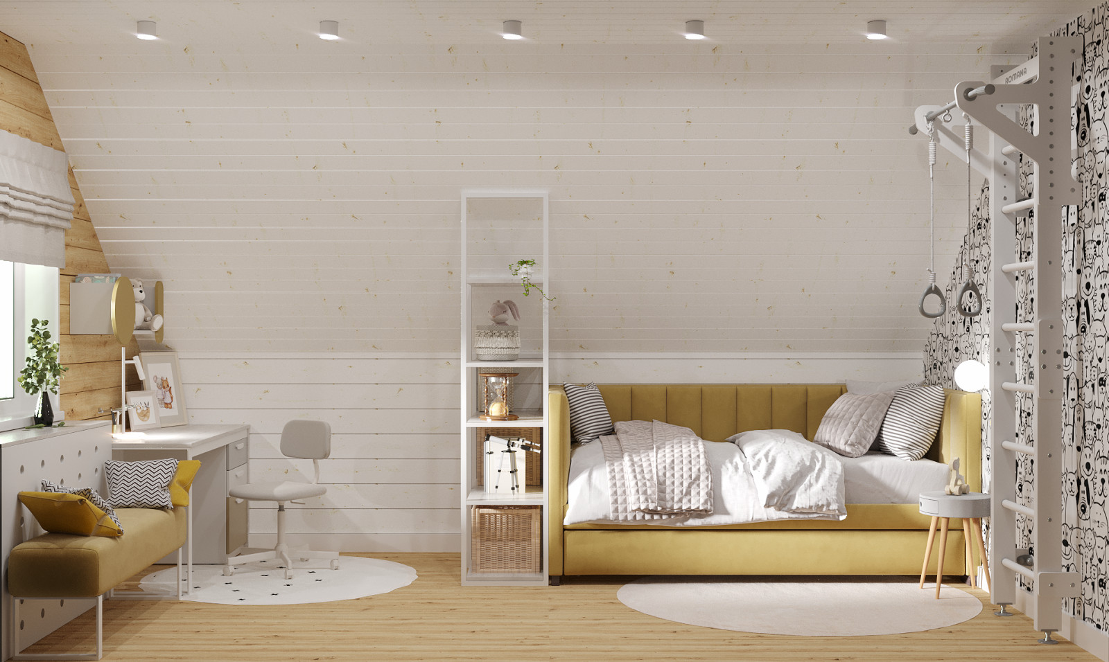 Дизайн 2го этажа в доме из бруса