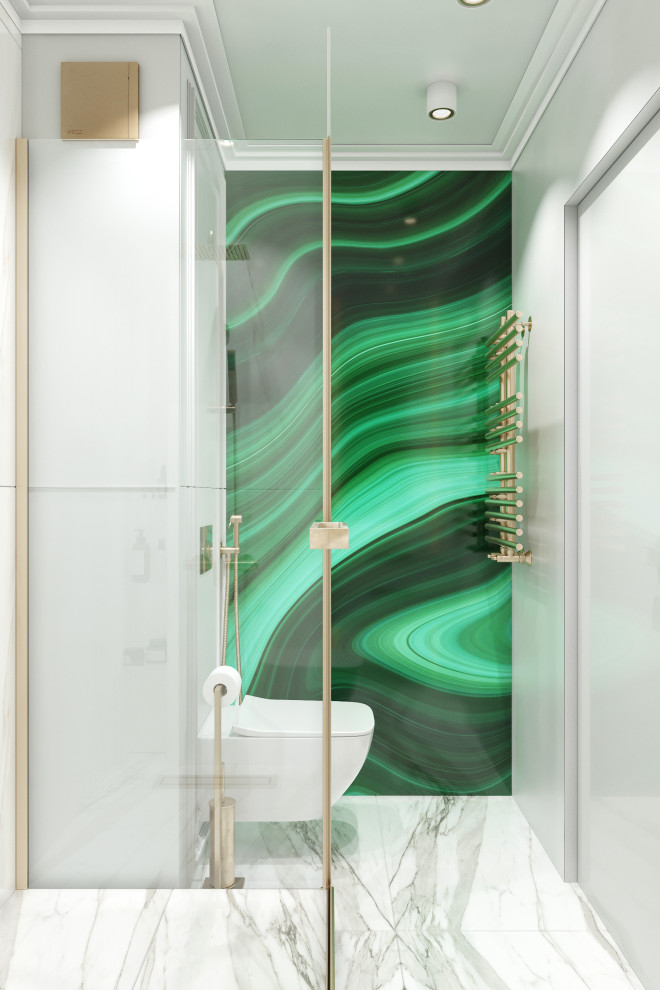 Изысканная ванная комната. Зеленый + золото