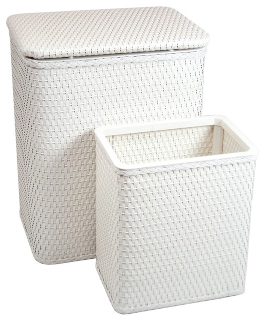 Redmon Chelsea Pattern Wicker Nursery Hamper And Matching Wastebasket