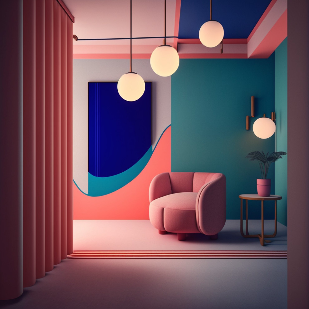 Mittelgroßer Eklektischer Flur mit rosa Wandfarbe und beigem Boden in München