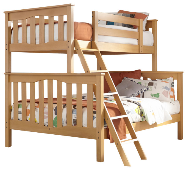 Seneca Twin Over Full Bunkbed, Natural Beech Contemporary Bunk Beds