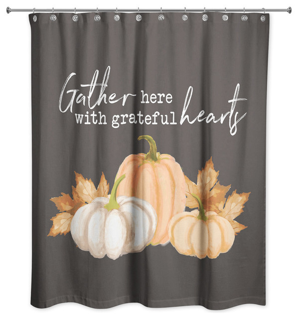 100/% Polyester Fabric /& Hooks Autumn Pumpkin Harvest Shower Curtain Bathroom Set