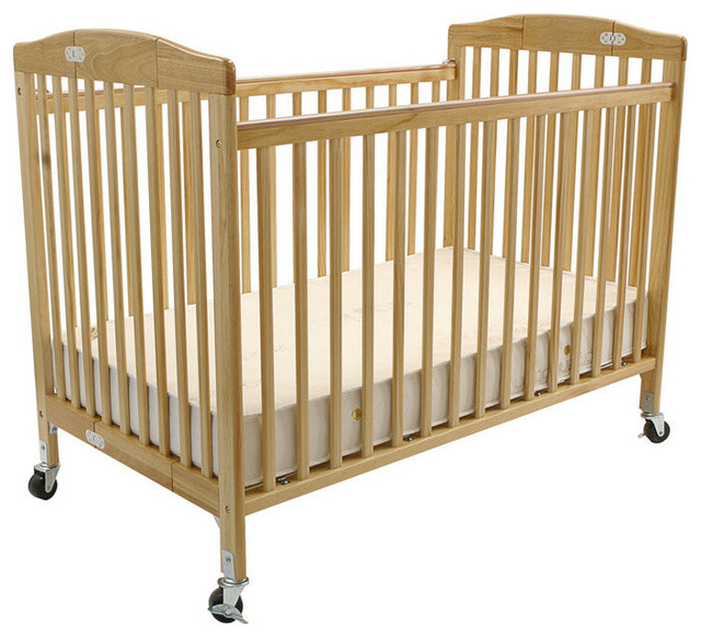 Full Size Folding Pocket Crib, Cherry Transitional Cribs by L.A.Baby