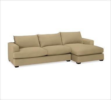 Hampton Upholstered Left-Arm 2-Piece Sofa with Chaise Sectional, Textured Basket