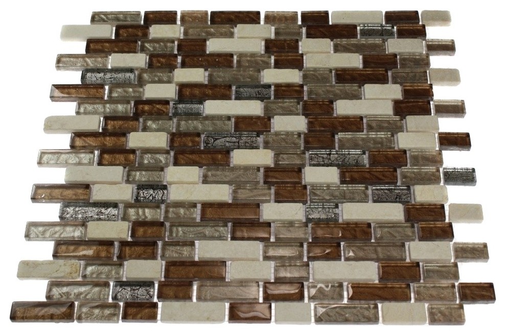 LEATHER BOOT BROWN BLEND BRICK PATTERN 1/2" X 2" MARBLE & GLASS TILE BRICK