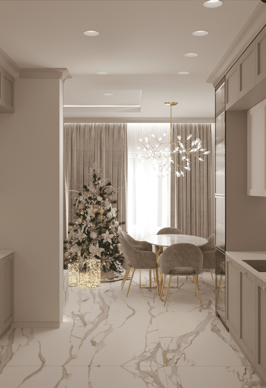 Просторная квартира в нежных оттенках со стильными элементами декора