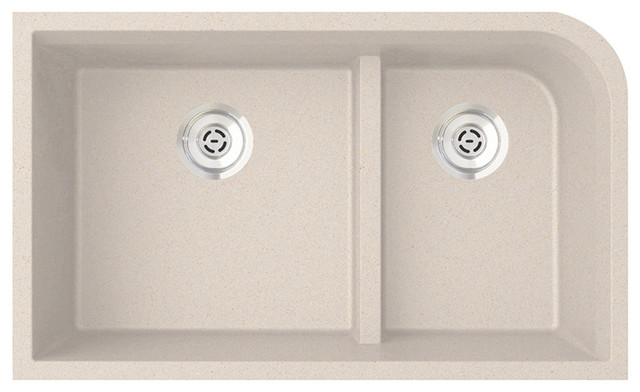 Swan Granite Low Divide Double Bowl Undermount Kitchen Sink 32 X21