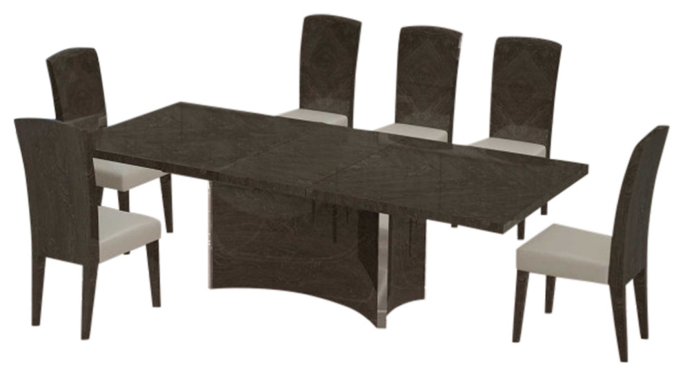 6Piece Gray Dining Table and Chair Set Transitional Dining Sets