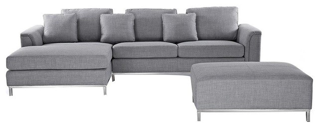 Oslo Grey Sectional Sofa, Light Grey