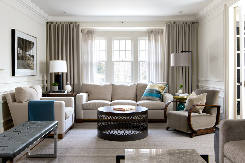 Design ideas for a transitional formal living room in Toronto.