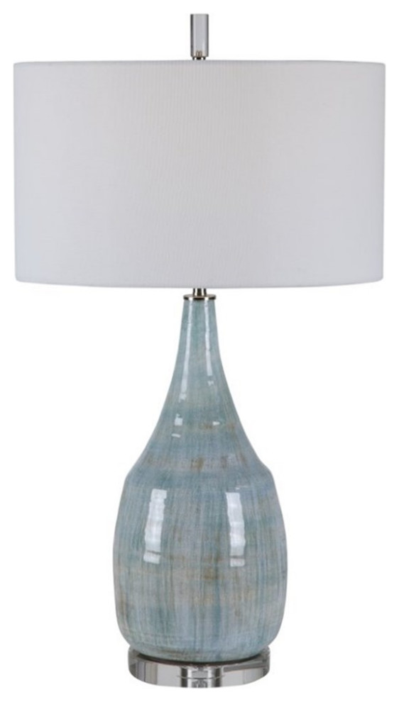 Bowery Hill Contemporary Coastal Table Lamp in Aqua and Teal Table