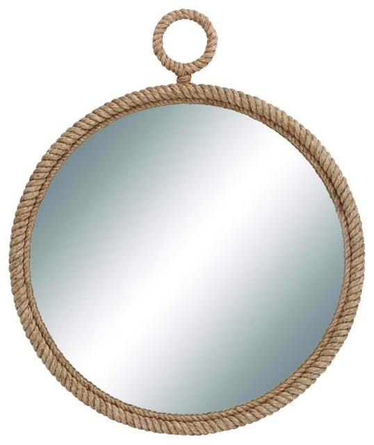 Turquoise Wall Mirror coastal living wood pier rope mirror, beige - beach style - wall Turquoise Wall Mirror coastal living wood pier rope mirror, beige - beach style - wall
