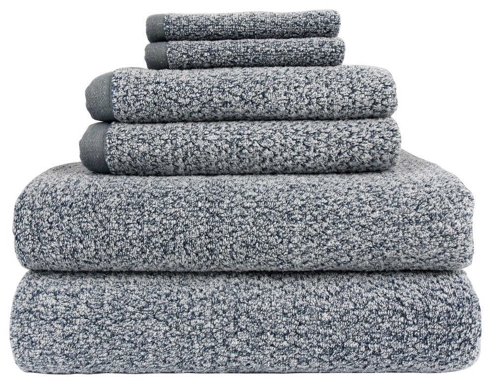 Everplush Diamond Jacquard Bath Towel Set 6 Piece, Dusk (Grey Blue)