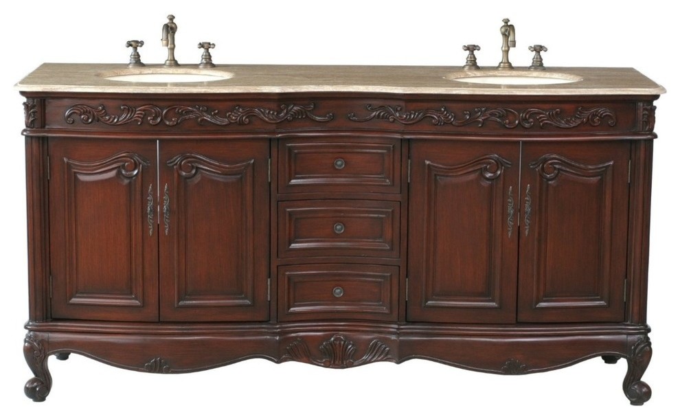 72" Saturn Double Sink Vanity With Cream Marble Marble Top