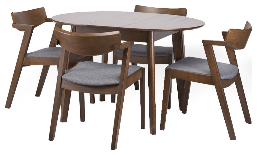 Dining Set of 4 Tracy Chairs and Extendable Round Kitchen Table Solid