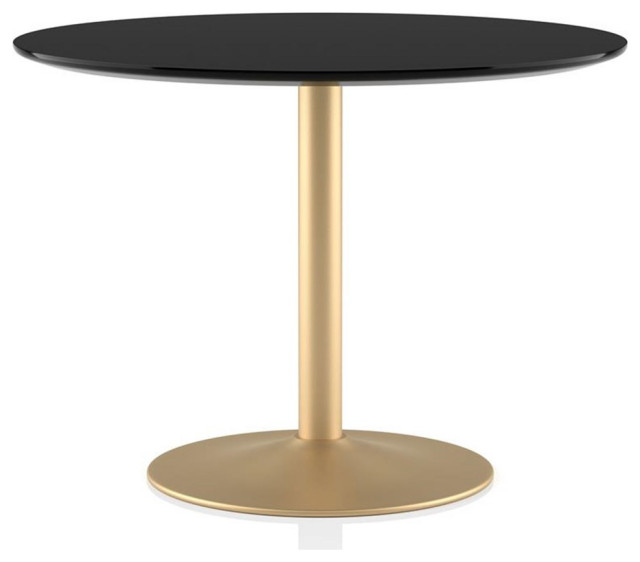 Furniture of America Holidaze Glam Metal Round Dining Table in Black and Gold Dining Tables