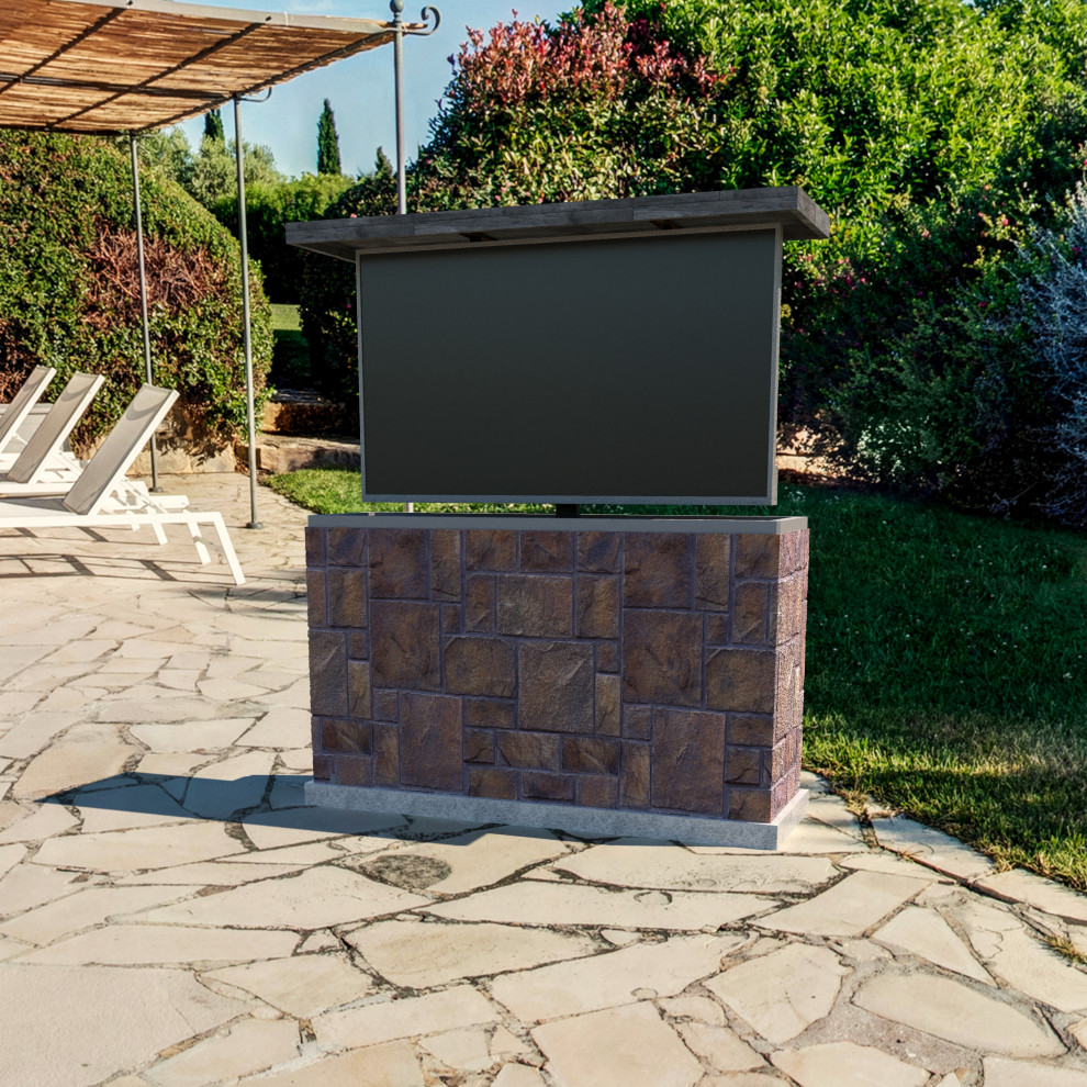 Irregular geometric distribution slate design TV cabinet