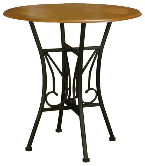 Sunset Trading Dart 42" Round Wood/Metal Pub Table in Espresso/Light Oak