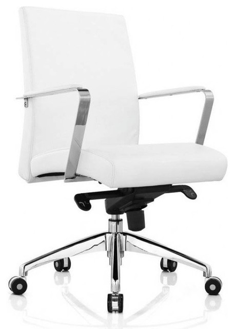 Clemson Low Back Office Chair White Faux Leather