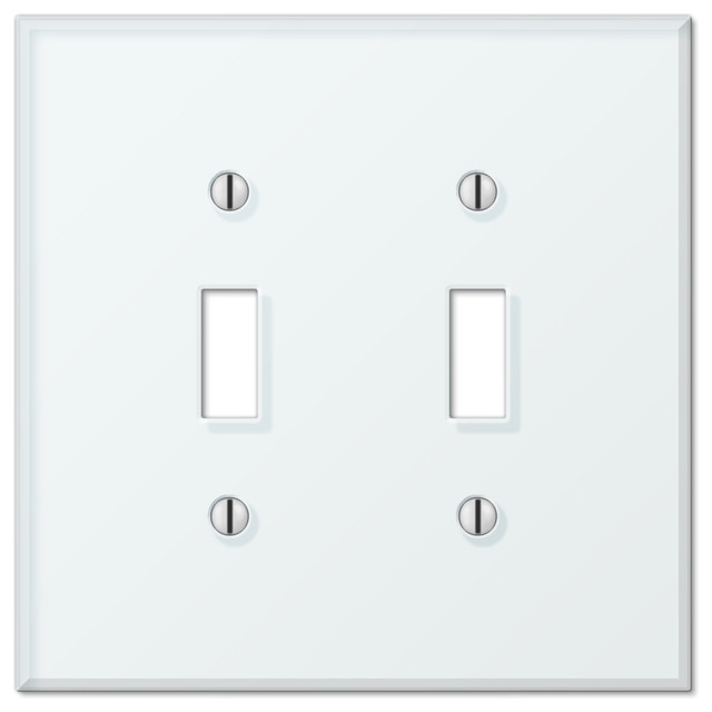 Glass Tile White Acrylic 2Toggle Wall Plate Contemporary Switch