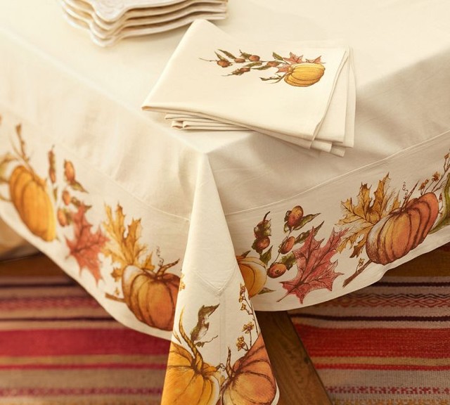 Harvest Pumpkin Tablecloth - Contemporary - Tablecloths - by Pottery Barn