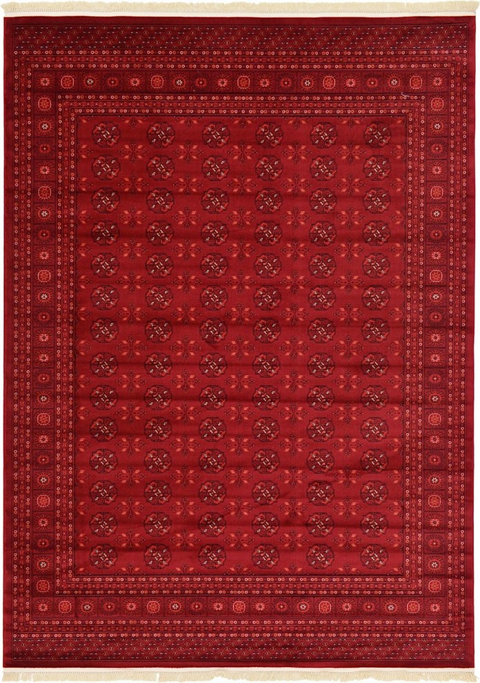 Traditional Ottoman 8'x11' Rectangle Scarlet Area Rug