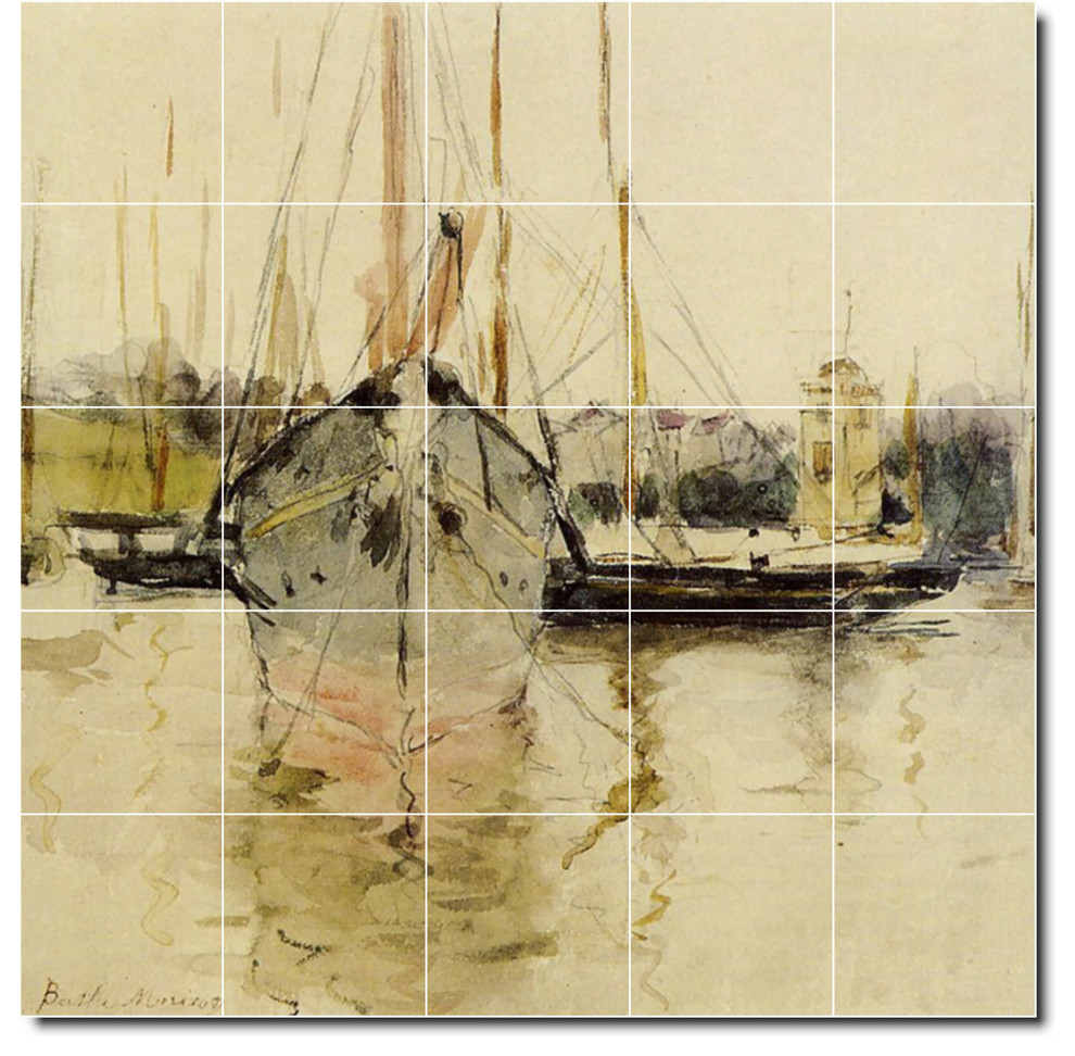 Berthe Morisot Waterfront Painting Ceramic Tile Mural #101, 30"x30"